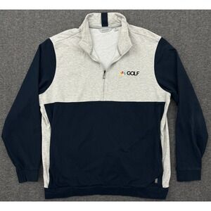 Ashworth Pullover Mens‎ Large NBC Golf Channel 1/4 Zip Gray Blue Sweater Stretch